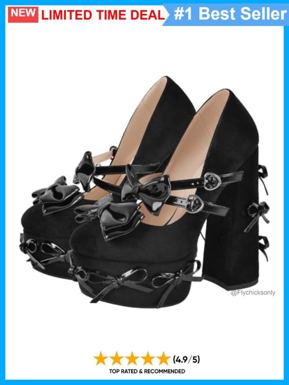 Mary Jane Chunky Heel Platform Pumps Faux Suede Patent Bow Lolita Cosplay